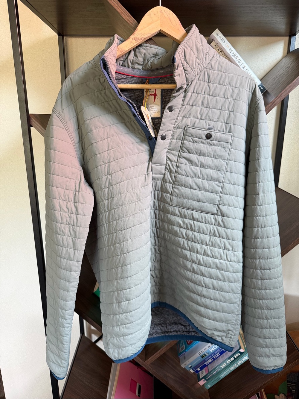 Men's Relwen Windzip Popover Quilted Pullover Jacket - Light Gray